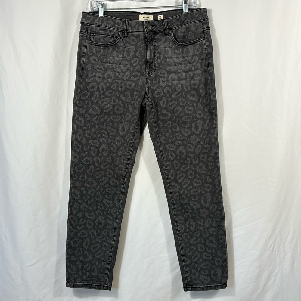 Miss Me Mid-Rise Ankle Skinny Grey Leopard Jeans | Size 29